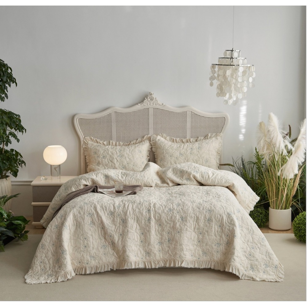 Dream of Clouds Cotton Decorative‎ Coverlet Set Pillowcases Queen Shabby Chic
